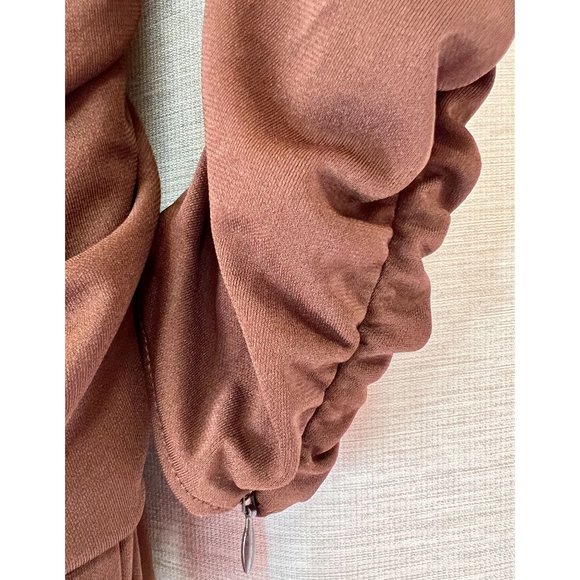 Tanya Taylor Marla Ruched Maxi Fit and Flare Dress Off Shoulder Mocha Brown 18 - Picture 4 of 16